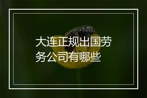 大连正规出国劳务公司有哪些