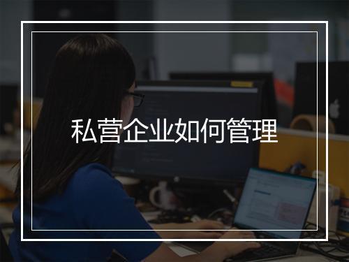 私营企业如何管理
