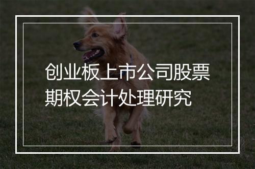 创业板上市公司股票期权会计处理研究