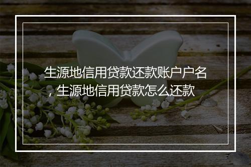 生源地信用贷款还款账户户名，生源地信用贷款怎么还款
