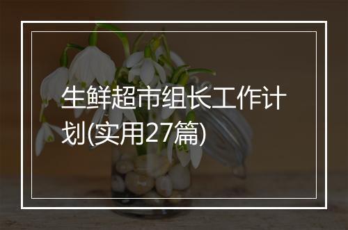 生鲜超市组长工作计划(实用27篇)