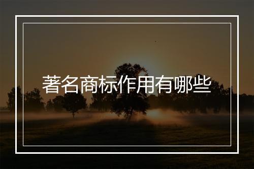 著名商标作用有哪些