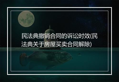 民法典撤销合同的诉讼时效(民法典关于房屋买卖合同解除)