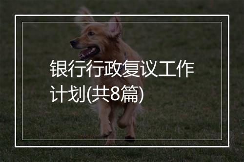 银行行政复议工作计划(共8篇)