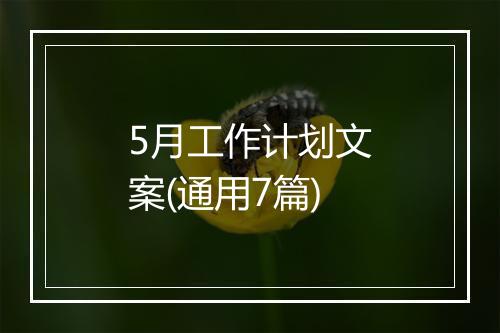 5月工作计划文案(通用7篇)