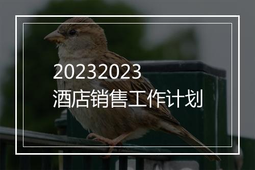 20232023酒店销售工作计划