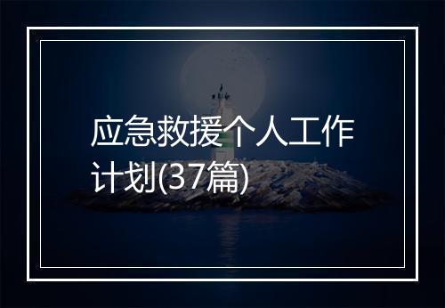 应急救援个人工作计划(37篇)