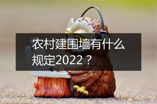 农村建围墙有什么规定2022？