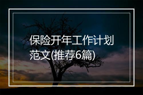 保险开年工作计划范文(推荐6篇)