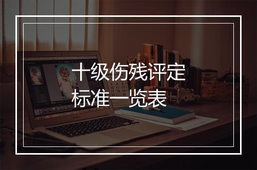 十级伤残评定标准一览表