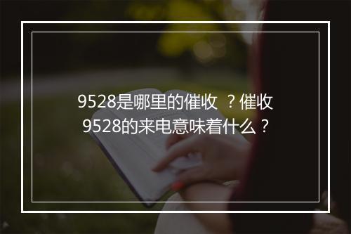 9528是哪里的催收 ？催收 9528的来电意味着什么？