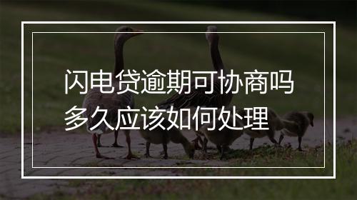 闪电贷逾期可协商吗多久应该如何处理