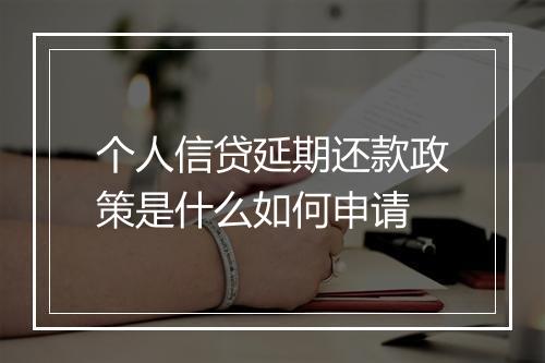 个人信贷延期还款政策是什么如何申请