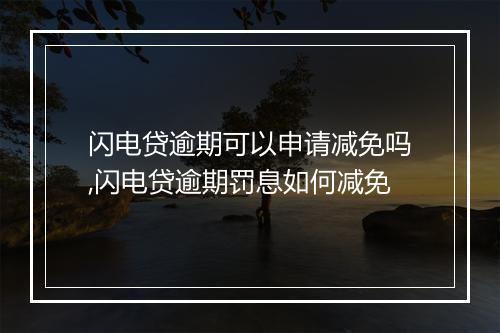 闪电贷逾期可以申请减免吗,闪电贷逾期罚息如何减免