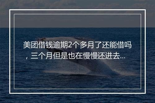 美团借钱逾期2个多月了还能借吗，三个月但是也在慢慢还进去可以吗