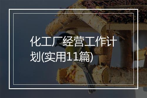 化工厂经营工作计划(实用11篇)