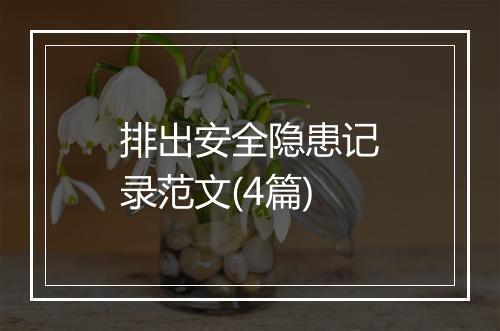 排出安全隐患记录范文(4篇)