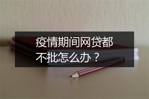 疫情期间网贷都不批怎么办？
