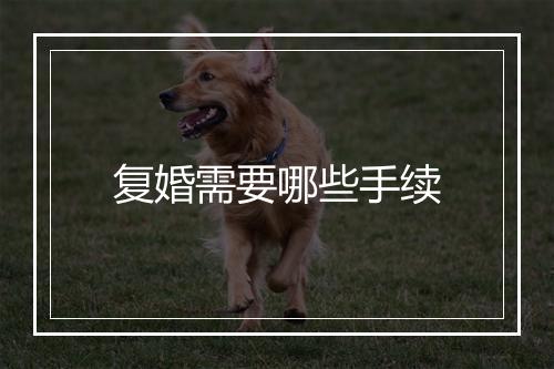 复婚需要哪些手续
