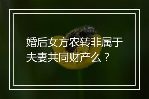婚后女方农转非属于夫妻共同财产么？