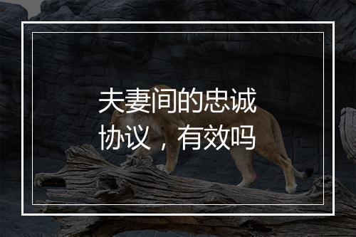 夫妻间的忠诚协议，有效吗