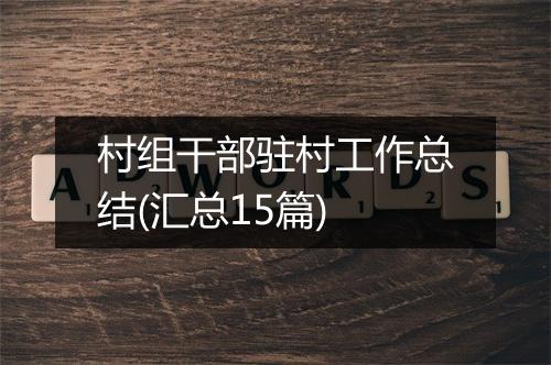 村组干部驻村工作总结(汇总15篇)