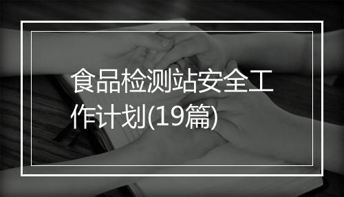 食品检测站安全工作计划(19篇)