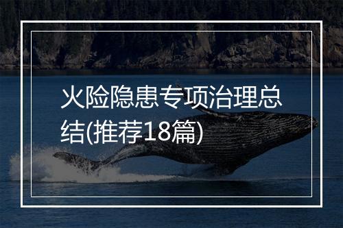 火险隐患专项治理总结(推荐18篇)