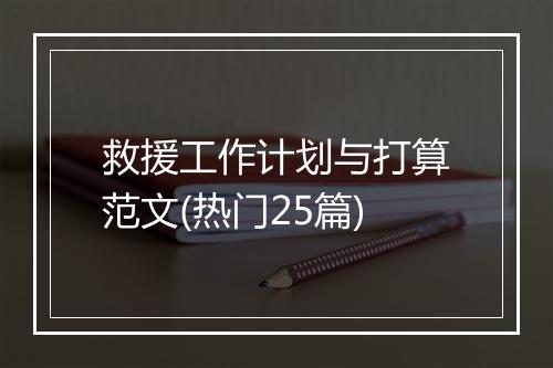 救援工作计划与打算范文(热门25篇)