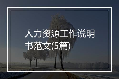 人力资源工作说明书范文(5篇)