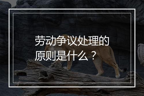 劳动争议处理的原则是什么？