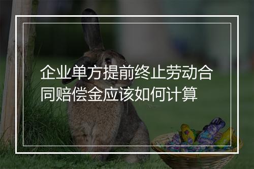 企业单方提前终止劳动合同赔偿金应该如何计算