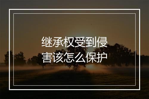 继承权受到侵害该怎么保护