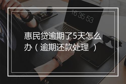 惠民贷逾期了5天怎么办（逾期还款处理 ）