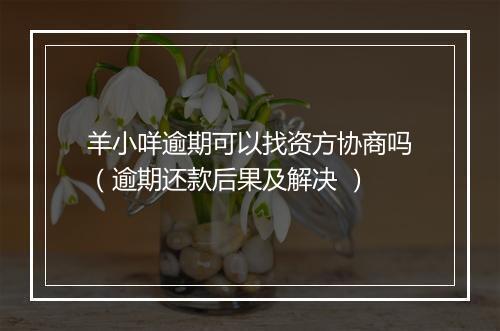 羊小咩逾期可以找资方协商吗（逾期还款后果及解决 ）
