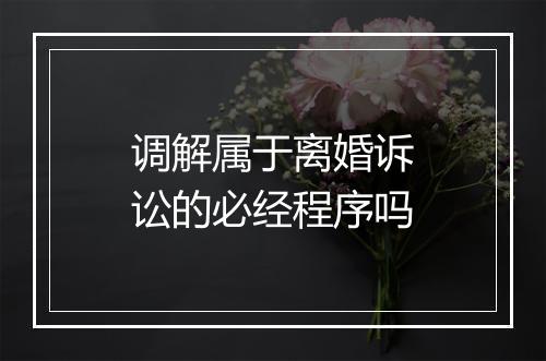 调解属于离婚诉讼的必经程序吗