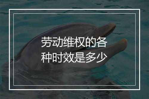 劳动维权的各种时效是多少