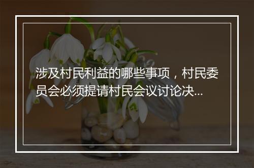 涉及村民利益的哪些事项，村民委员会必须提请村民会议讨论决定方可办理