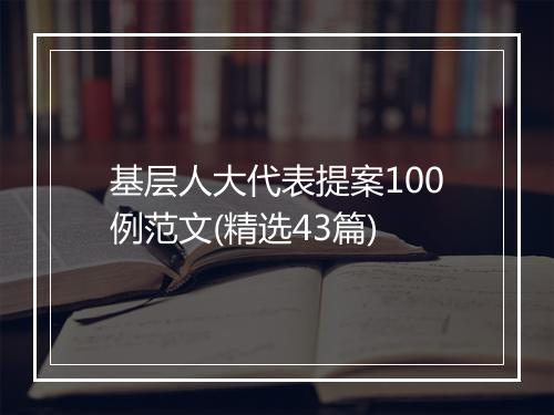 基层人大代表提案100例范文(精选43篇)
