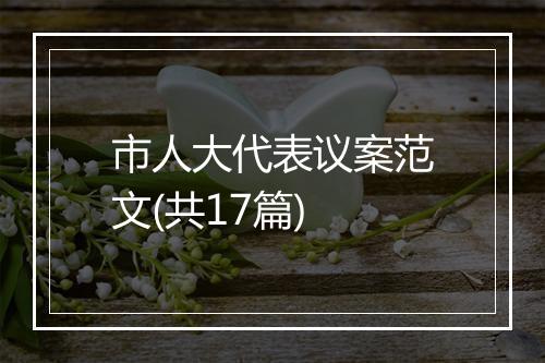 市人大代表议案范文(共17篇)