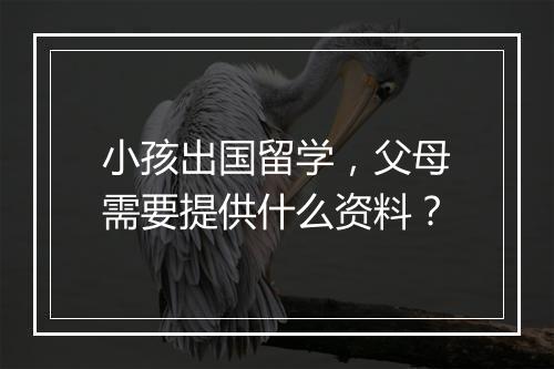 小孩出国留学，父母需要提供什么资料？