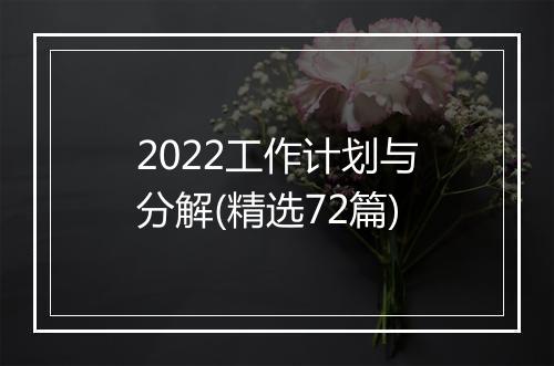 2022工作计划与分解(精选72篇)