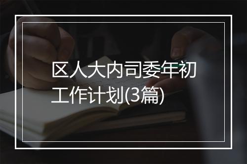 区人大内司委年初工作计划(3篇)