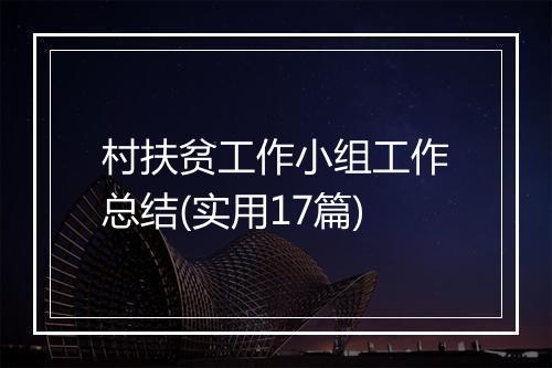 村扶贫工作小组工作总结(实用17篇)