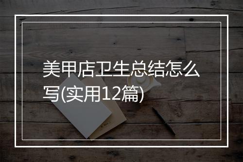 美甲店卫生总结怎么写(实用12篇)