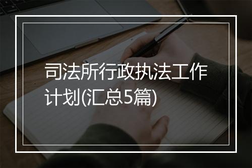 司法所行政执法工作计划(汇总5篇)