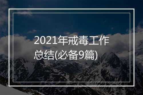 2021年戒毒工作总结(必备9篇)