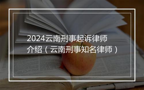 2024云南刑事起诉律师介绍（云南刑事知名律师）
