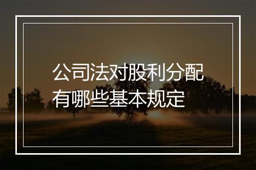 公司法对股利分配有哪些基本规定