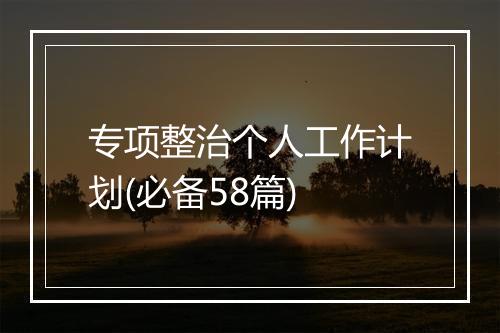 专项整治个人工作计划(必备58篇)